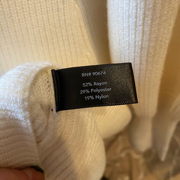 Soft & Cozy Ivory Cream Boston Proper Turtleneck Balloon Sleeve Sweater Dress - Picture 11 of 13